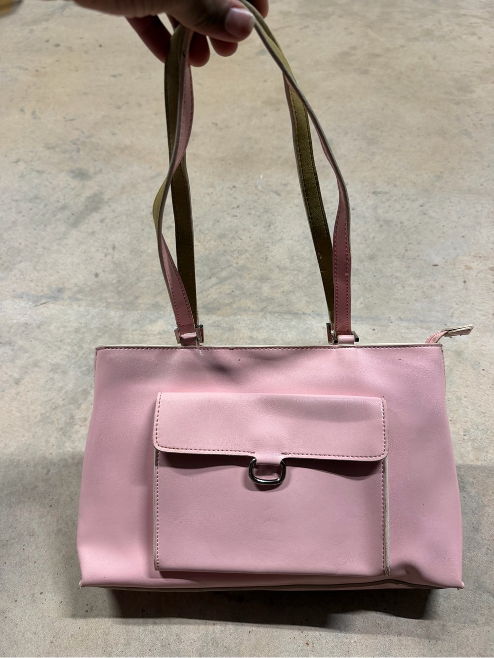 Women's Pink Shoulder Bag with Front Pocket